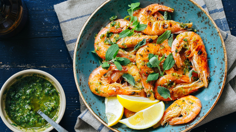 grilled shrimp with herb dip