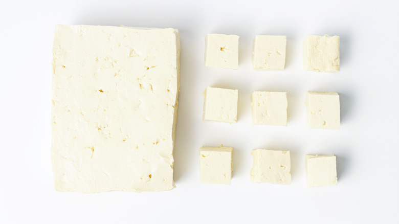 sliced uncooked tofu