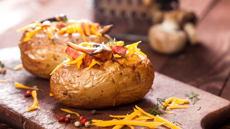 Baked potato with cheese and bacon