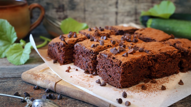 zucchini brownies on board