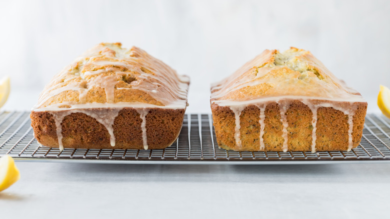 two glazed cake loaves