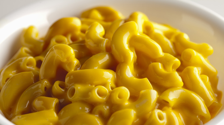 prepared boxed mac and cheese in bowl