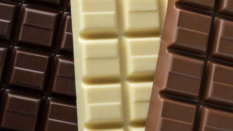 Dark, white, and milk chocolate bars