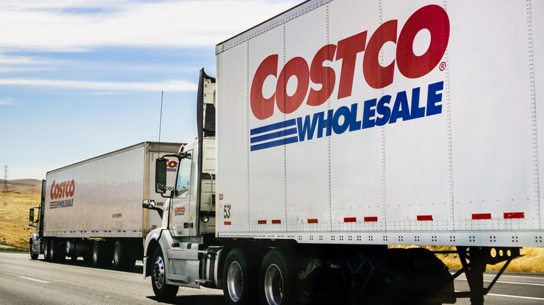 Costco trucks driving on the road