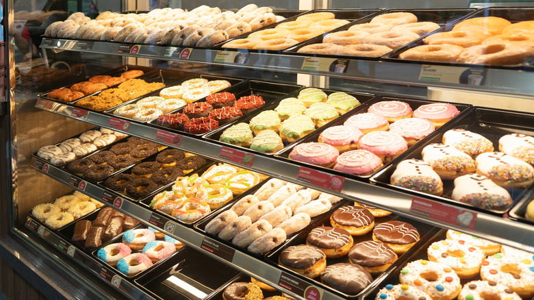 a donut display at dunkin'