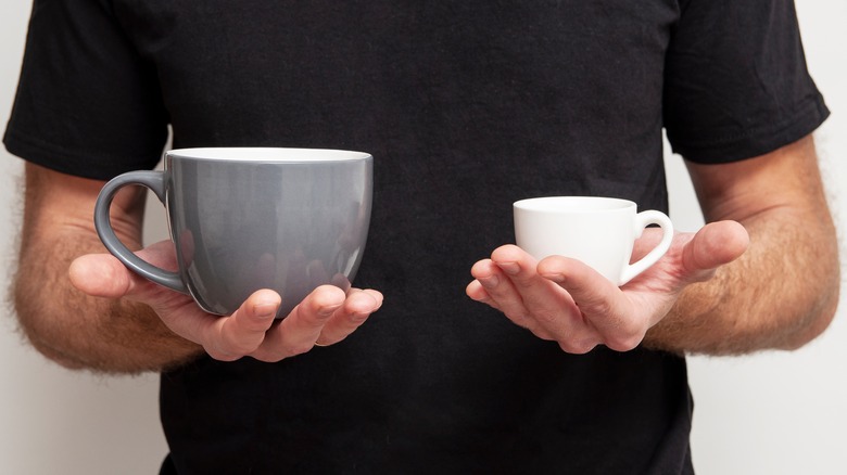 Small and large mugs