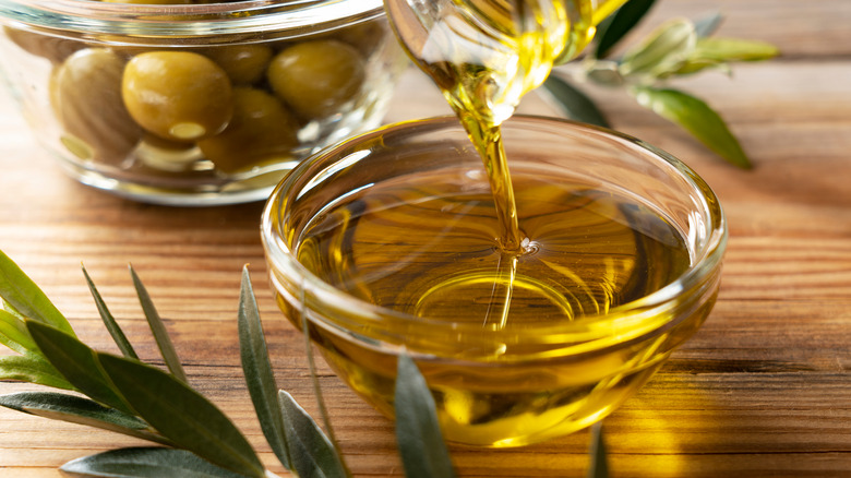 Bowl of extra-virgin olive oil