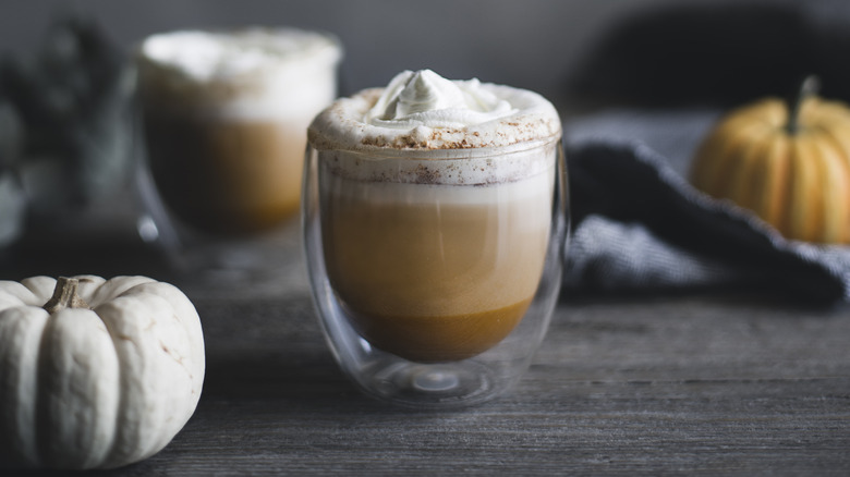 cups of pumpkin coffee drinks