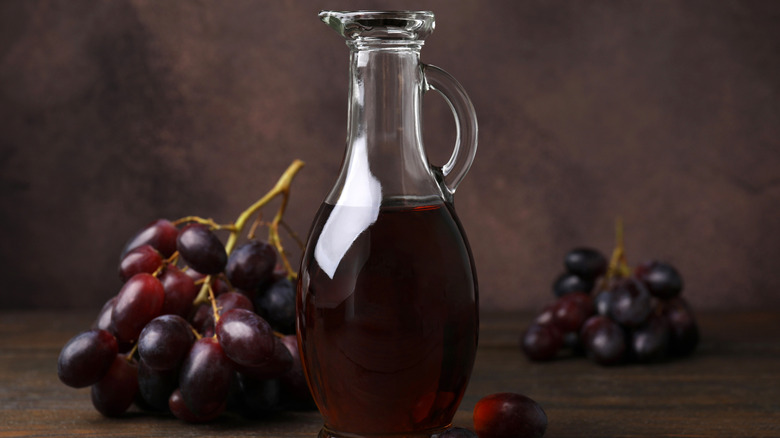 A jug of red wine vinegar.