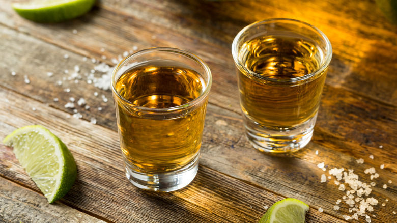 Tequila añejo in shot glasses