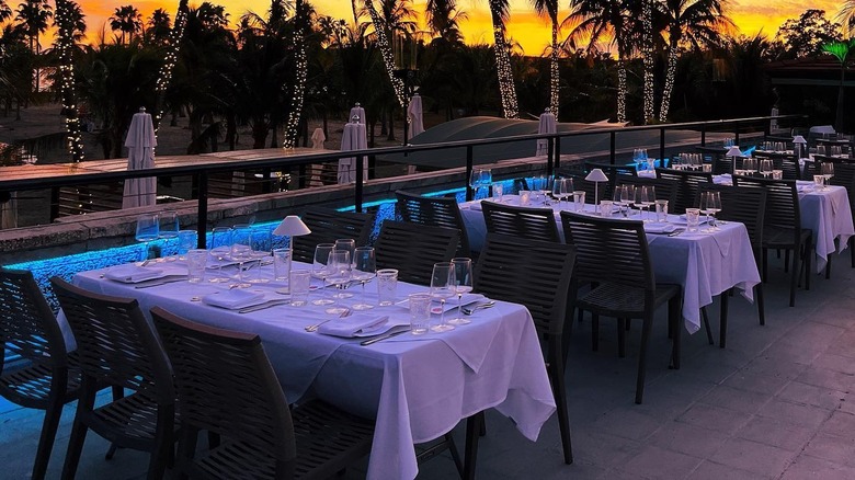 Outdoor tables at Noma Beach