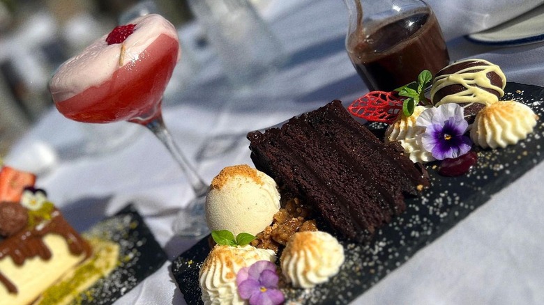 Chocolate cake and cocktails