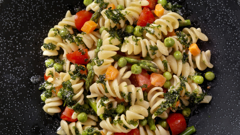 close up of pasta salad