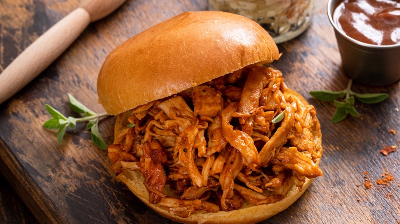 shredded barbeque chicken sandwich