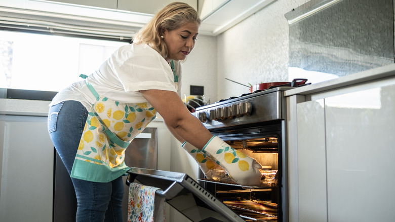 woman cooking at home