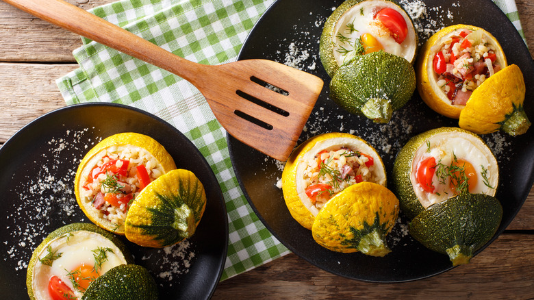 Eight-ball round zucchini egg bake 