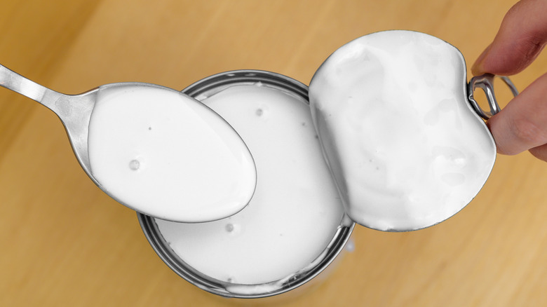 coconut milk spooned from a can