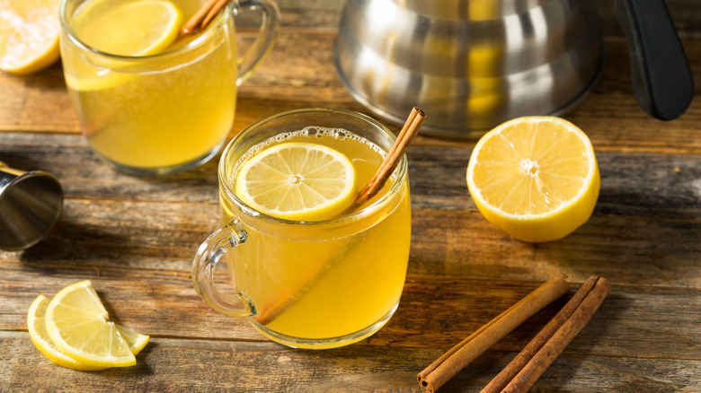 Lemon hot toddies with whiskeys.