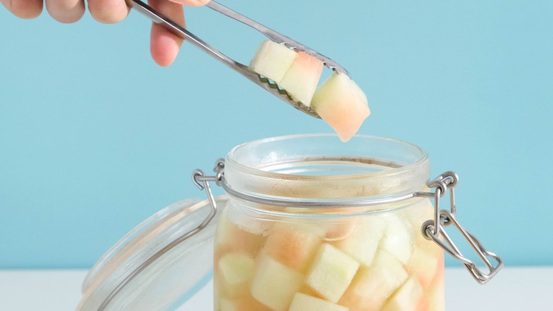 watermelon rinds in jar