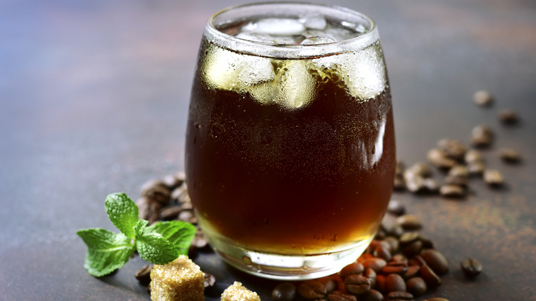 cocktail in a glass with coffee beans