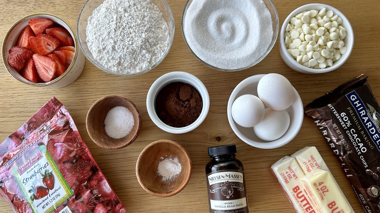 ingredients for chocolate strawberry brownies