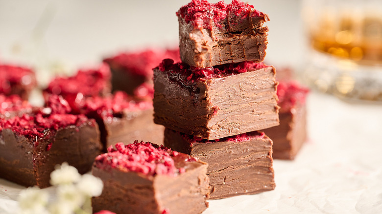 Raspberry dark chocolate fudge