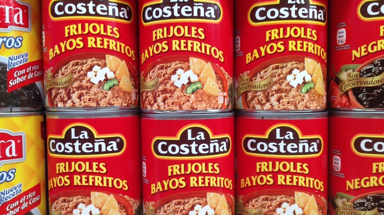 canned refried beans in store