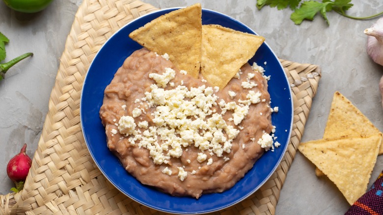 refried beans with tortilla chips