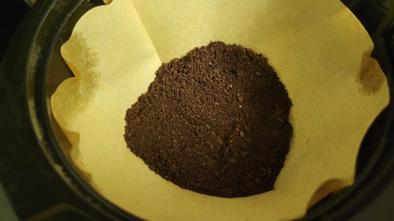 Grounds in a drip coffee machine