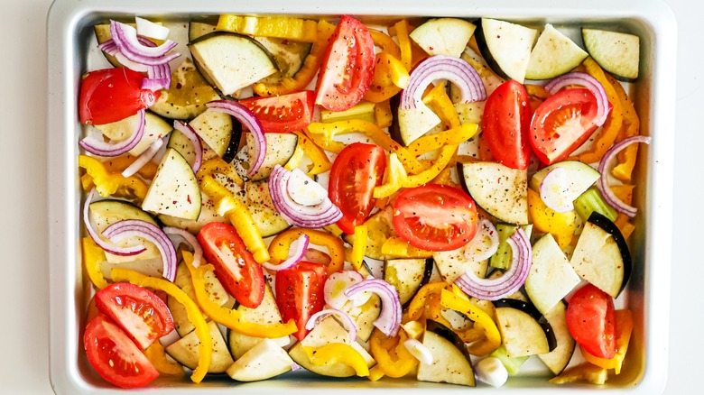 tray of roasted vegetables