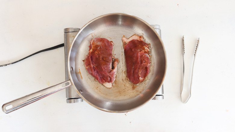 duck breast seared in a pan