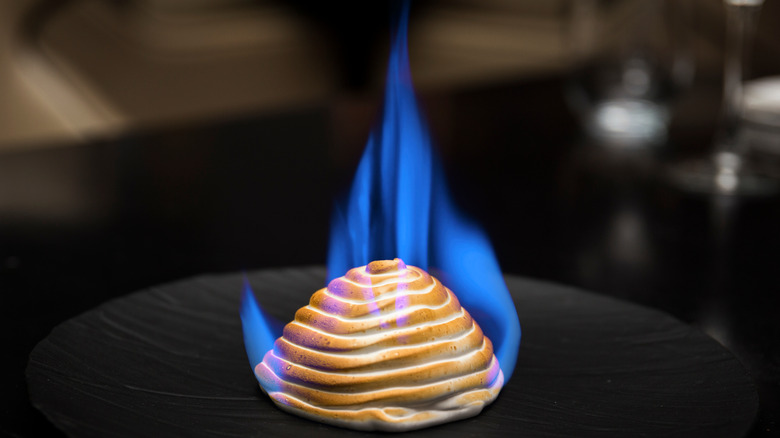 A flaming baked alaska