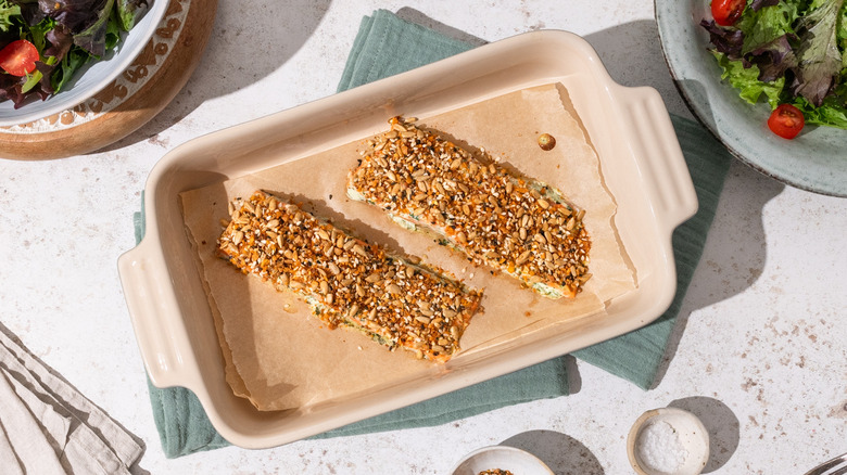 dukkah-crusted trout with lemon yogurt