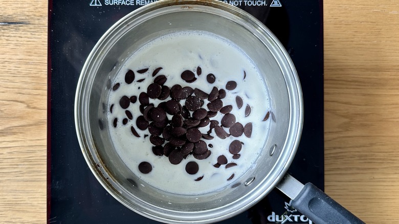 Preparing chocolate ganache