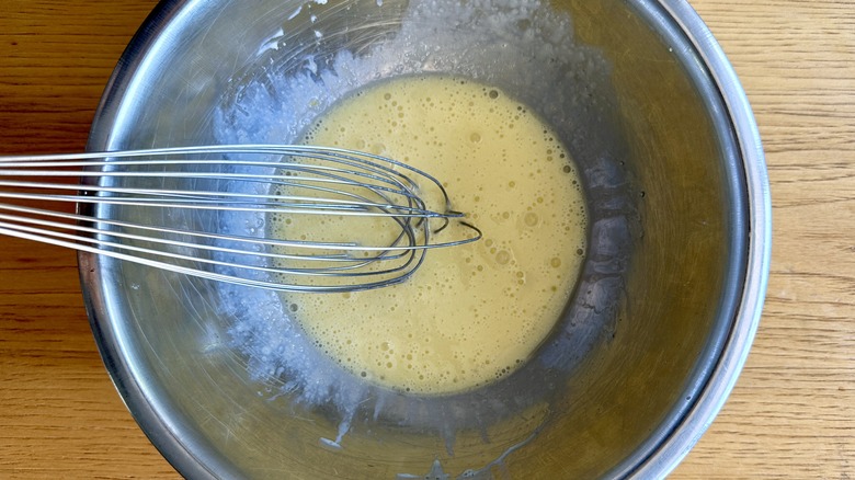 Wet cupcake ingredients in a bowl