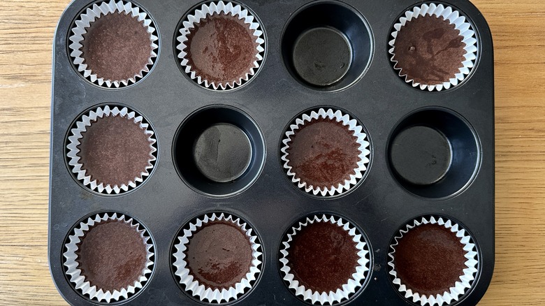 Chocolate cupcakes before baking