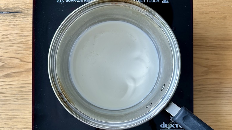 Heating cream in a pot