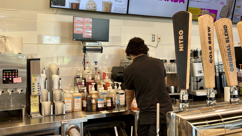 crew member making drinks