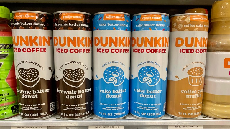 Dunkin' canned drinks on shelf