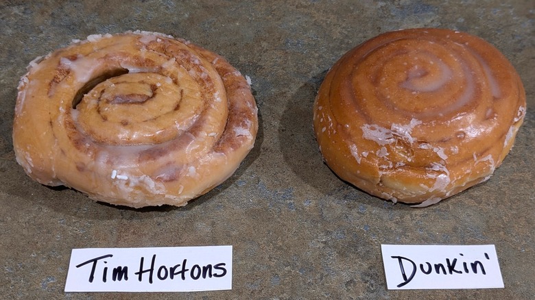 Tim Hortons coffee roll and Dunkin' coffee roll