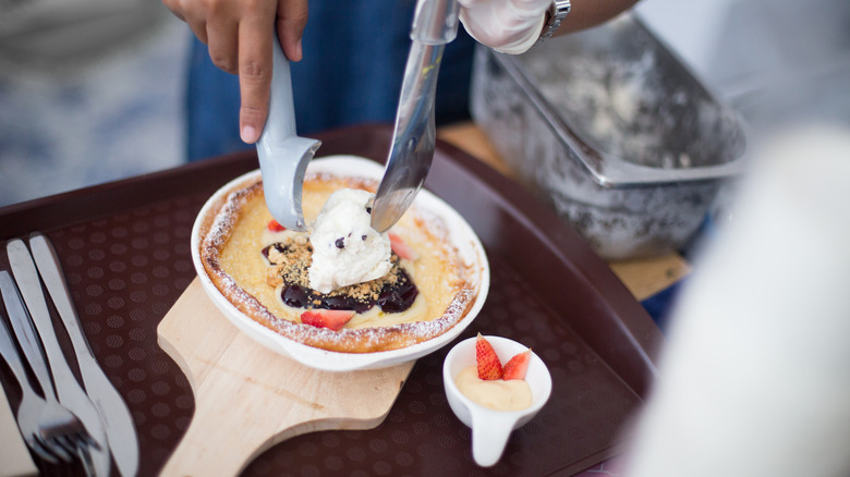 Making a Dutch baby pancake 