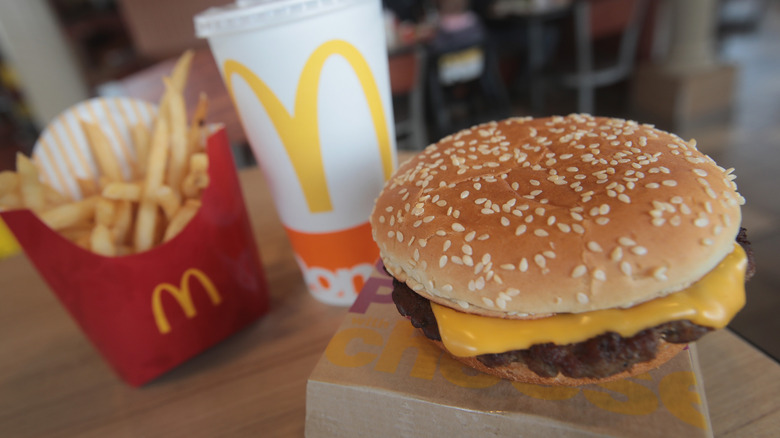 closeup of McDonald's quarter pounder