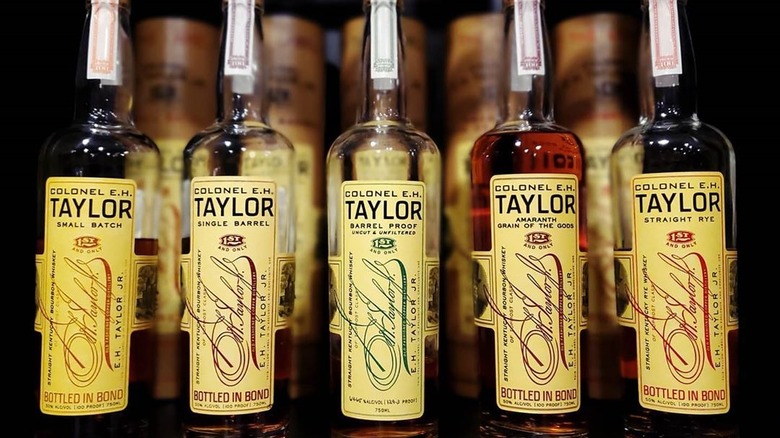 Different bottles of Taylor bourbons