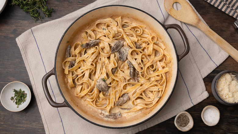 morel mushroom cream sauce pasta 