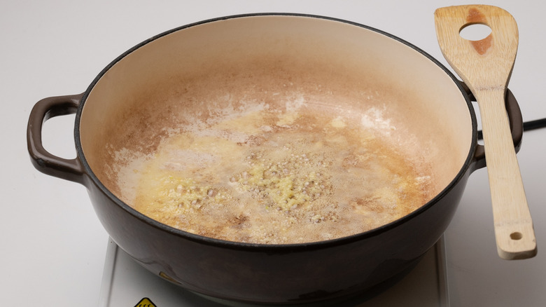 garlic frying in butter