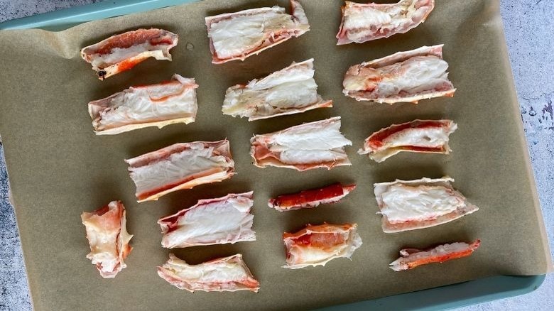 Easiest Oven Baked Crab Legs on pan