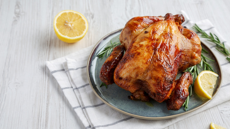 Rotisserie chicken with lemon and herbs