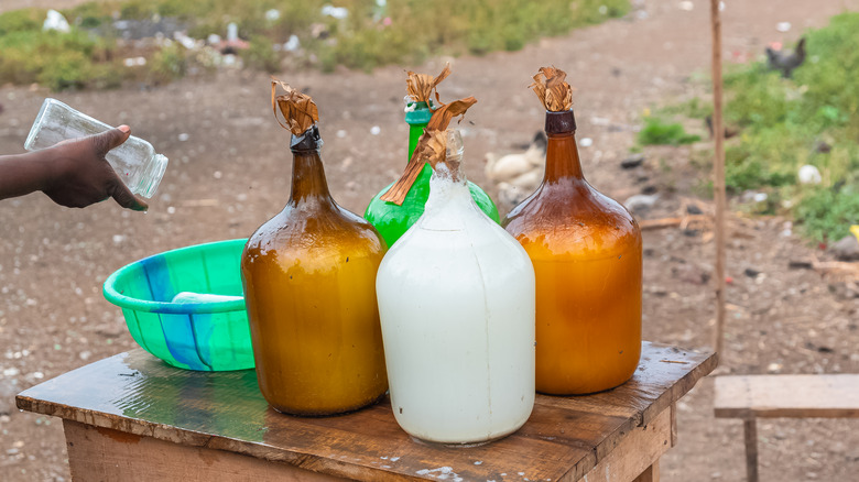 Bottles of palm wine