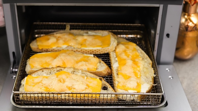 open-faced grilled cheese sandwiches