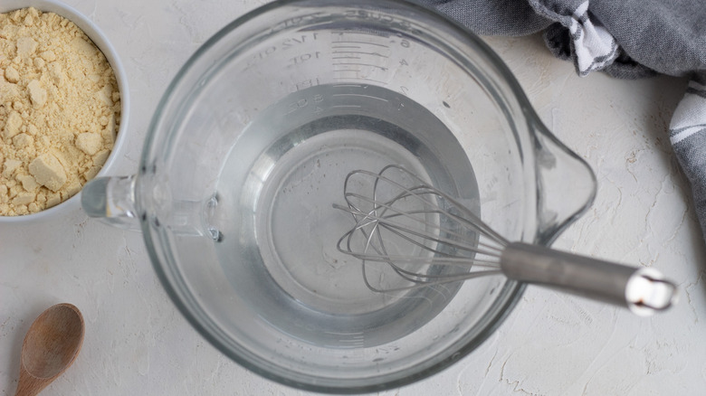 water and salt in bowl 